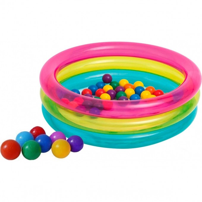 Бассейн надувной INTEX , 86 х 25 см, с шариками 50 штук 1-3 лет 48674