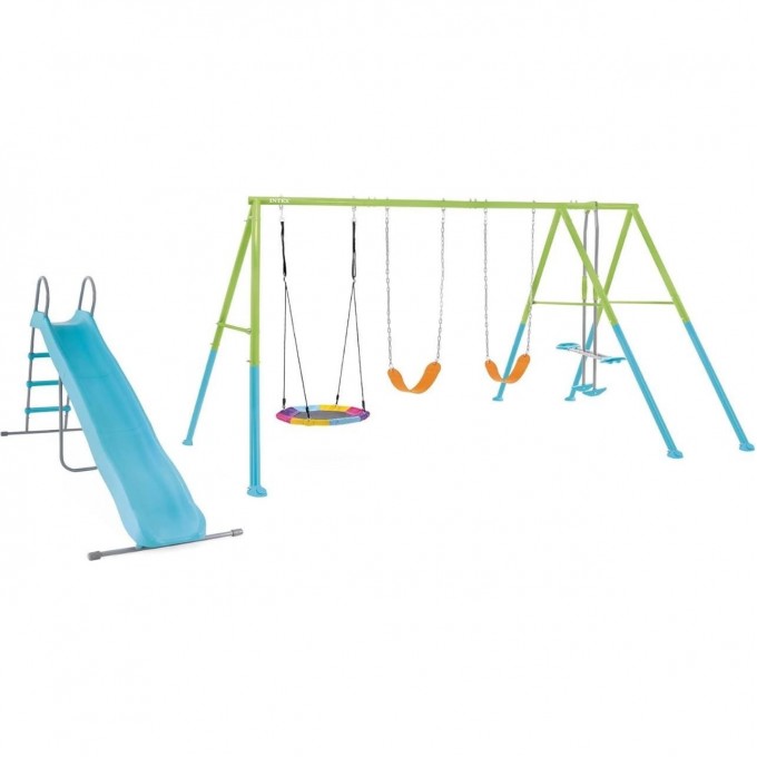 Качели детские INTEX "КОМПЛЕКС 4 КАЧЕЛИ+ГОРКА" 472х254х211см от 3 до 10 лет 44151