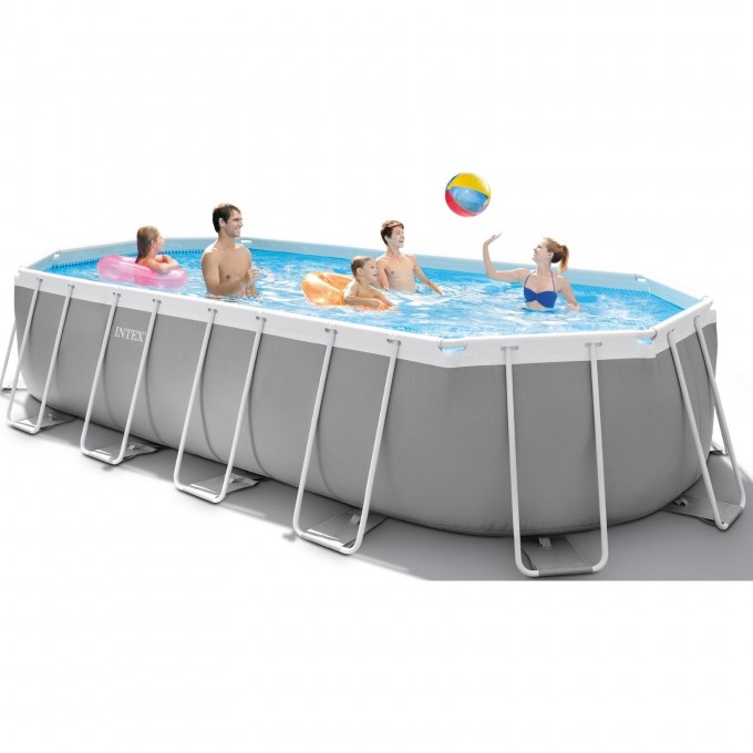 Каркасный бассейн INTEX PRISM FRAME OVAL 610х305x122см, фильтр-насос, лестница, тент, подстилка 26798