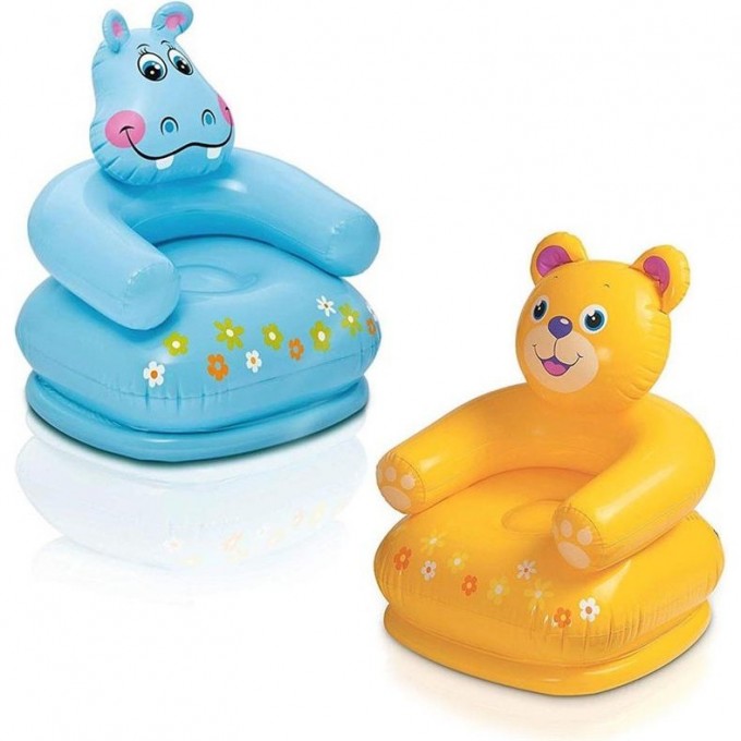 Кресло надувное INTEX «ВЕСЁЛЫЕ ЗВЕРИ» , 65 х 64 х 74 см, от 3 до 8 лет, цвета микс голубой 68556