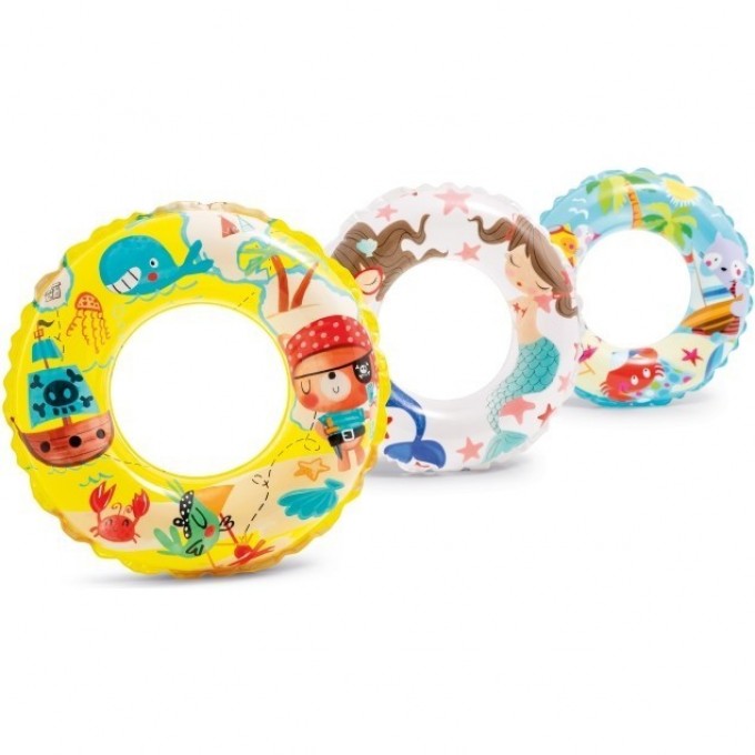 Круг для плавания INTEX «ОКЕАН» , d=61 см, от 6-10 лет желтый 3 вида 59242