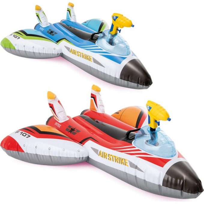Надувная игрушка-наездник INTEX "Самолет" с вод.пушкой, до 40 кг, от 3 лет 57536